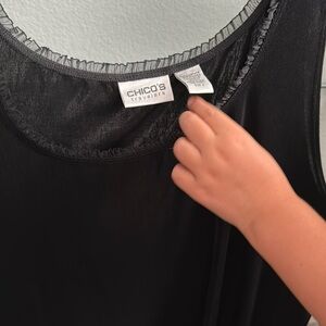 Chico’s Travelers Black Tank with Lace trim size 3 = plus size 16/18